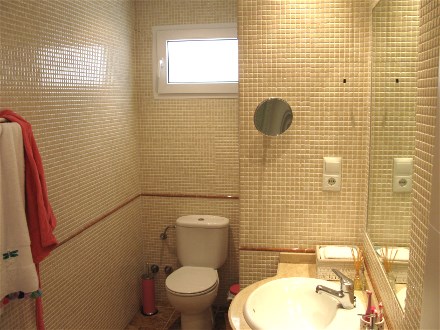 This bathroom has a shower